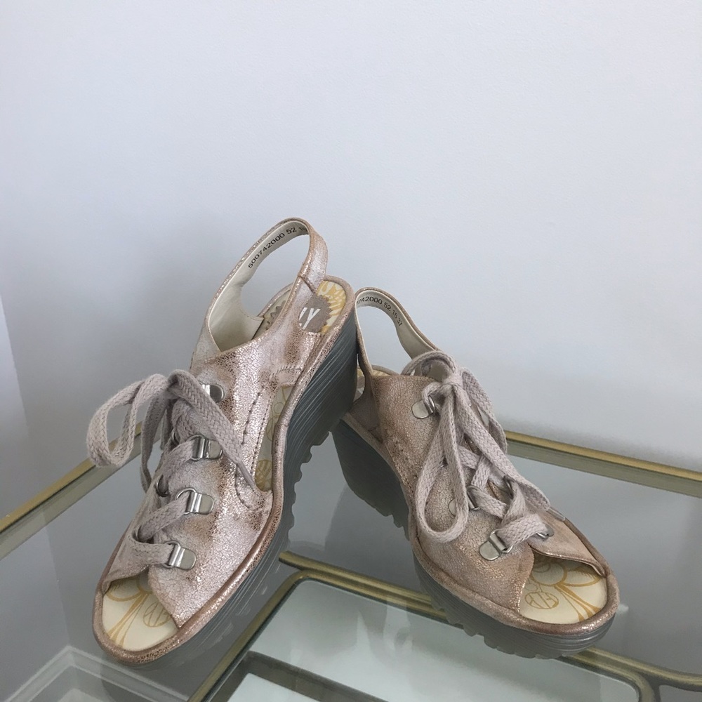 FLY LONDON lace up wedge sandal EU 37